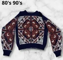 80年代ヴィンテージ 80's 90's ジャカードニットセーター レトロ