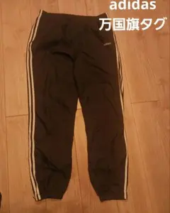 万国旗タグ adidas アディダス ナイロンパンツ ブラック黒 L