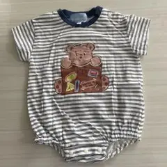 【最終値下げ】ストライプ柄クマ刺繍ロンパース 70