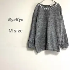 ByeByeバイバイ レディース 暖か長袖ニット M グレー ビジューのサムネイル