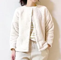 無印良品　ボアフリースカーディガン　アイボリー　L〜XL