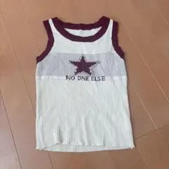 スター　リブタンクトップ ホワイト×ボルドー