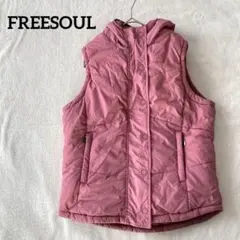 洗える ピンク 中綿ベスト フード付き 防寒 M 厚手　カジュアル　レイヤード