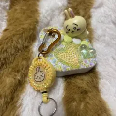 キラキラデコ　ミラー付き小物ケース　うさぎ　匿名配送