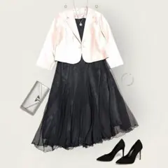 美品 13号 アンフィニ シャンタンジャケット＆ラメワンピース セットアップ