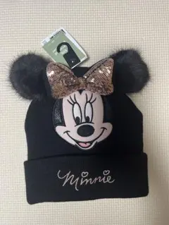 クリスマス　H&Mミニーマウス ニット帽 ブラック 3-7歳