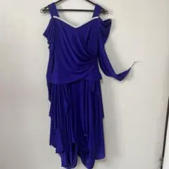 紫色ビジュー付きドレープドレス