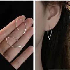 No119 シンプルフックピアス［シルバー］高品質 金属アレルギー対応