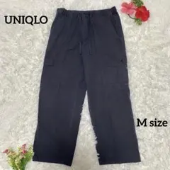 【UNIQLO】メンズ イージーパンツ【M】薄い黒 カーゴパンツ ウエストゴム
