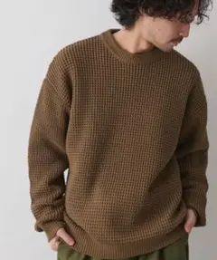 CIAOPANIC TYPY ウォッシャブルワッフルニットクルー 茶色のサムネイル
