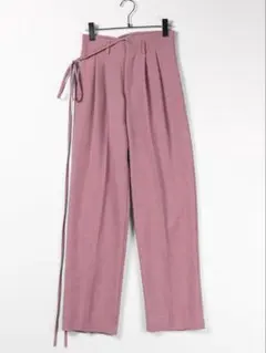 me+em select 2wayカットアウトリボンハイウエストタックスラックス