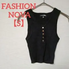 美品♡FASHION NOVA 【S】ブラック リブタンクトップ ショート丈