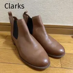 Clarks クラークス 本革製サイドゴアショートブーツ ブラウン 24cm