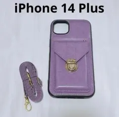 iPhone 14plus ラベンダー　ショルダー　スマホケース　カード収納