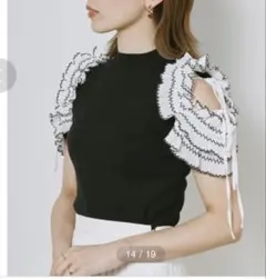 SNIDEL ダブルフリルバイカラーニットプルオーバー