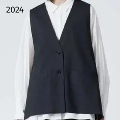 美品✨ミズイロインド ディープVネックワイドベスト ジレ ネイビー 2024