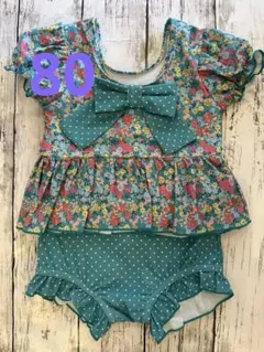 ※新品※花柄リボン付きセパレート水着 80cm