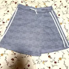 美品⭐️ピンクラテ ラップショートパンツ グレー チェック柄 160cm