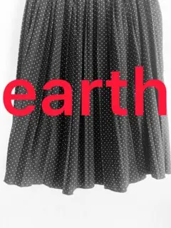 earth ブラック　ドット プリーツスカート　F