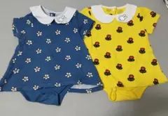 70-80cm ミッフィー メッシュ花柄ロンパース(青・黄)セット　ベビーザらス