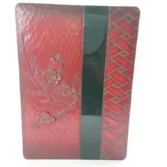 R819　鎌倉彫風 梅柄 小物入れ 文箱 硯箱 収納箱 漆器 レトロ