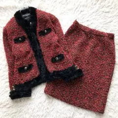 【大きいサイズ XL】バブリースーツ ミックスツイード　昭和レトロ　90`s