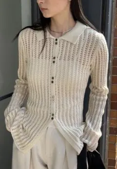 MOCA スリムラインメッシュカーディガン