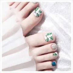 《N368》既成ネイルチップ24枚セット フット ペディ 夏 ボタニカル ギャル