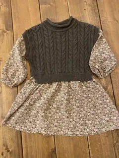 SHIPS KIDS 花柄七分袖ワンピース