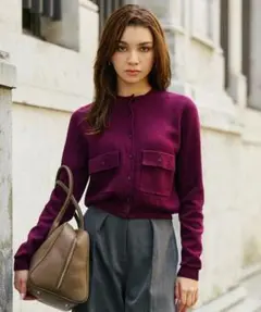 KINO THE KEI フラップ ポケット ニット カーディガン