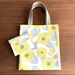 ミニトート　ミニポーチ　セット　トートバッグ　花柄　大柄　和柄　可愛い　イエロー