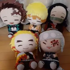 鬼滅の刃 　ナムコ限定 めちゃでかぽふっとぬいぐるみ　5点セット