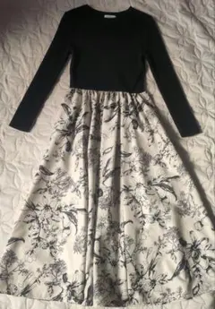 バーニーズニューヨーク　花柄ドッキングワンピース　ニット　長袖