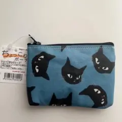 黒猫デザイン ポーチ 約10cm x 8cm