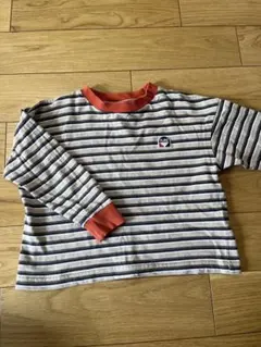 オレンジ ストライプ 長袖カットソー 110cm