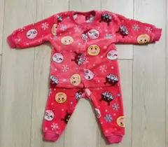 アンパンマンふわふわもこもこピンクパジャマ 80cm ボタン付き
