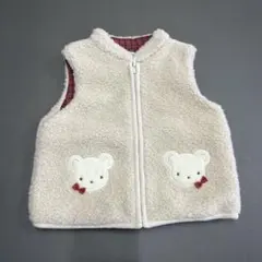 familiarベビーベスト クリーム色 クマ刺繍