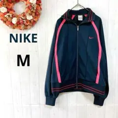 ナイキ トラックジャケット ネイビー/ピンク M 刺繍ロゴ