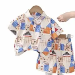 セットアップ　半袖シャツ パンツ　おしゃれな絵柄　90cm