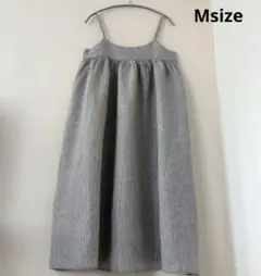 サマンサモスモス Msize ストライプキャミソールワンピース 麻100%