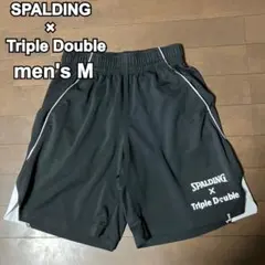 スポルディング　トリプルダブル　コラボ　メンズ　バスケットパンツ　バスパン　黒M