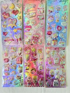 グリッター　シャカシャカシール　ぷくぷくシール　立体　シール交換まとめ【6枚】