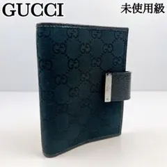 未使用級✨ GUCCI グッチ 手帳カバー ブラック 黒色 キャンバス レザー