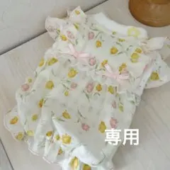 ハンドメイド♡犬服 チューリップの重ね着風バルーンワンピース