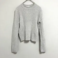 GU ジーユー リブ ニット セーター 【S】 レディース グレー クルーネック