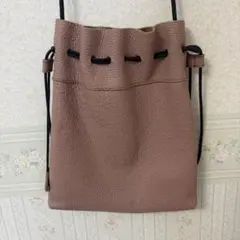 70 TIDEWAY レザーバック 巾着　ショルダー　くすみピンク