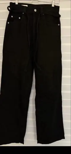 【ZARA】ザラ バギーデニムパンツ ブラック ベルト付き