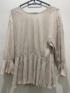 パーティ用ドレス　ベージュ プリーツ スカートセットアップ