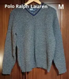 値下げ不可 ポロラルフローレン チルデン Vネック ニットセーター M グレー