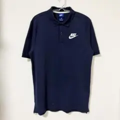 NIKE ナイキ ポロシャツ 半袖 ネイビー 刺繍ロゴ ワンポイント M 헌옷